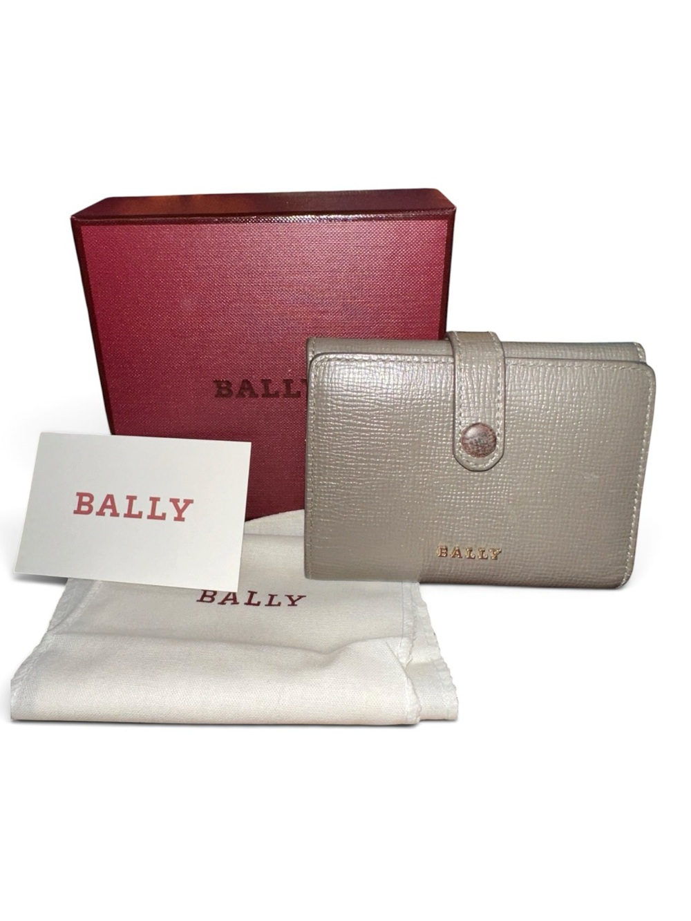 Bally Marthy Snuff Embossed Calf Leather Wallet Box Dust Bag